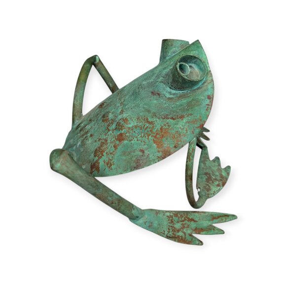 Metal Green & Copper Colored Frog 8" Length - Picture 3 of 11